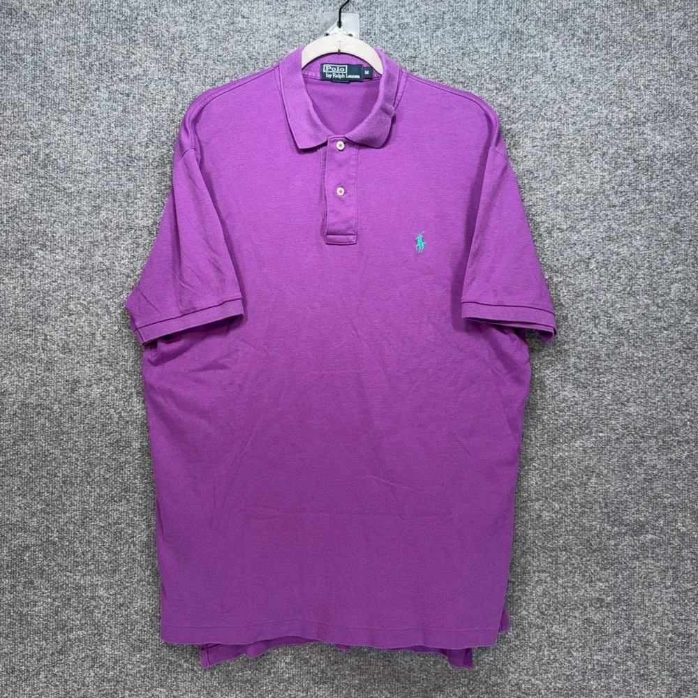 Polo Ralph Lauren Polo Shirt Mens Medium Purple Teal Pony Classic Fit Casual